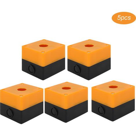 Boîte de jonction étanche jaune 22 mm, lot de 5, avec bouton d'arrêt d'urgence et 22 pièces (1/5)