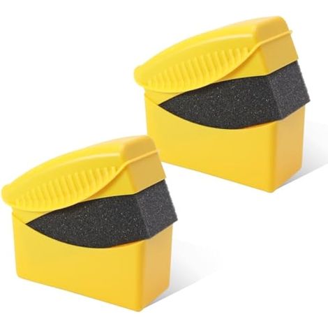 Jiozermi Lot de 2 tampons applicateurs de cire pour pneus avec couvercle - Applicateur de mousse de pneu - Tampons applicateurs de cire pour pneus (jaune) (1/5)