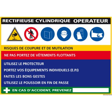 Panneau Fiche de Poste Rectifieuse Cylindrique (C1118) - Adhésif - 420 x 300 mm