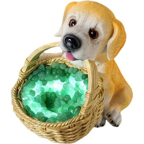 Veilleuse en cristal naturel et pierre concassée,Panier en bambou pour chien, prise usb créative, lumière d'ambiance cristalline pour la maison, vert (1/5)
