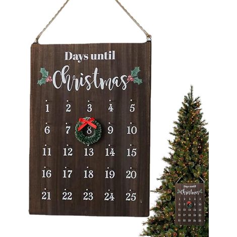 Wooden Christmas Countdown Calendar 25 Days Countdown Ornament Wall Decor Wall Decor for Family Friends Neighbors Classroom Living Room Bedroom Study Dorm (1/5)