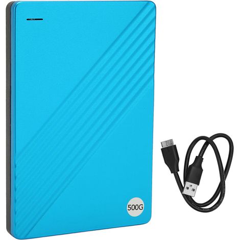 Disque dur externe ultra-mince 2,5 pouces USB 3.0 en alliage d'aluminium, plug and play, disque mobile pour ordinateur TV téléphone bleu 500 Go (1/5)