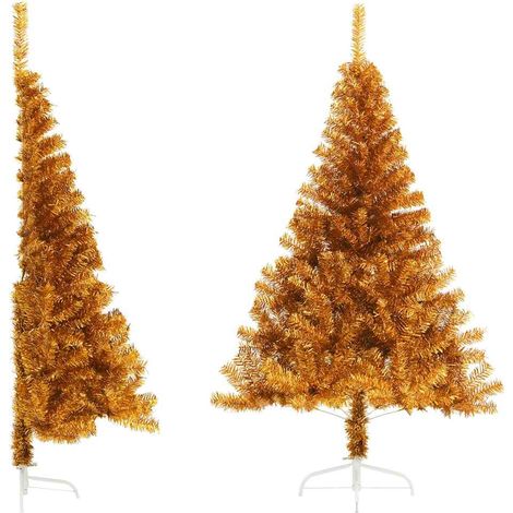 Demi Sapin de Noël Artificiel Mural avec Support PET 250 Branches Doré 120 cm - PANGIVO (1/5)