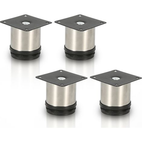 EINFEBEN 4x pieds de meuble pieds de meuble pied en acier inoxydable diamètre 40 mm hauteur 50mm noir réglable en hauteur (1/6)