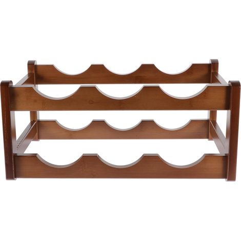 Présentoir à Vin Organisateur Multifonctionnel en Bois Marron à Double Couche pour 6 Bouteilles Optimise l'espace Efficacement pour Cave à Vin ou Salle à Manger (1/5)