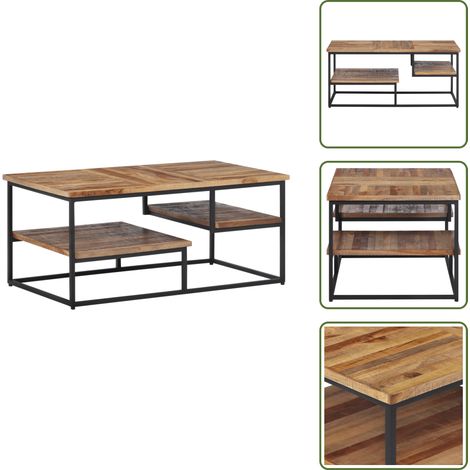 Madera reciclada - vidaXL Mesa de centro teca reciclada maciza 90x50x39 cm - Mesa auxiliar