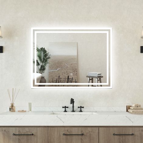 Specchio bagno Rettangolare 80x60cm Retroilluminato Con Led, Antiappannamento + 3 Luci (1/5)