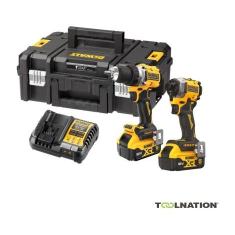 Batteria combinata DeWALT DCK2051P2T, 18V: DCD800, DCF850, 2x 5,0 Ah e caricatore in TSTAK