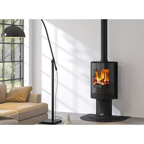 Godin – Poêle à bois fonte 8kW noir – Rendement 82,4% – Longueur max bûche 33 cm – Évacuation des fumées arrière – 411110NOIR (1/3)