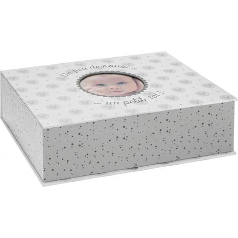 Boîte de souvenirs et photos de naissance Atmosphera - Gris, 21,8 cm x 6,8 cm, livraison gratuite (1/5)