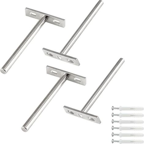 4 Pack 3 Inch Floating Shelf Brackets, Hidden Brackets for Floating Wood Shelves - Screws and Anchors Included (1/5)