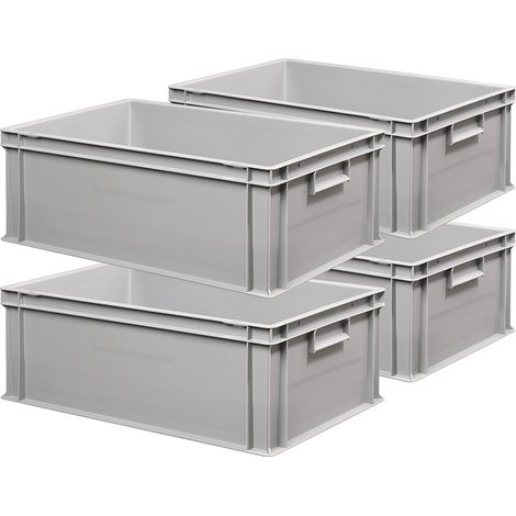 BRB 4 Eurobehälter mit 2 Griffleisten, LxBxH 600x400x220 mm, Inhalt 45 Liter, grau (1/2)