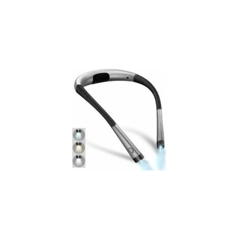 Lámpara de lectura recargable para el cuello o la cama, 3 colores, 6 niveles de brillo, brazos plegables, [Clase energética A++] - Crezuo