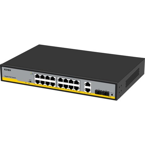 VIMAR - 46260.18P.03 Switch Gigabit con 16 puertos PoE, 2 de enlace ascendente y 2 SFP.