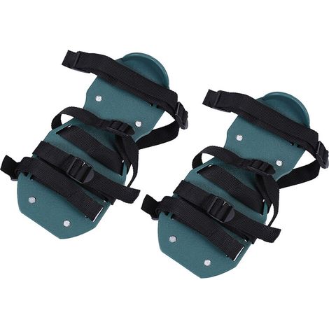 1 paire de sandales d'aérateur de pelouse chaussures à pointes d'herbe robustes avec outil de jardin à boucle (4 sangles) (1/5)