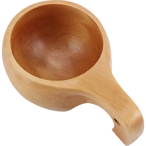 Tasse à café en bois naturel portable pour extérieur avec anse, idéale pour le thé et les boissons (3) (1/5)