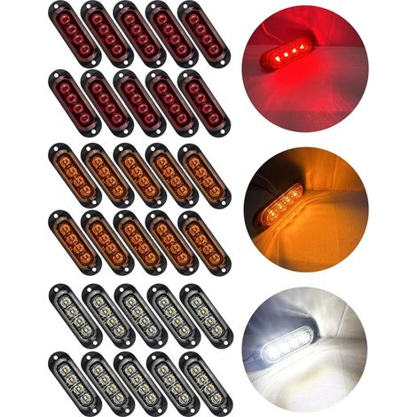 30X 4 LED Feux Gabarit Remorque 12 / 24V Feux de Marquage Latéral Remorque Lampe 3000K LumièRe D’Avertissement Pour Camion Rv Caravane (Rouge+Jaune+Blanc) (1/5)