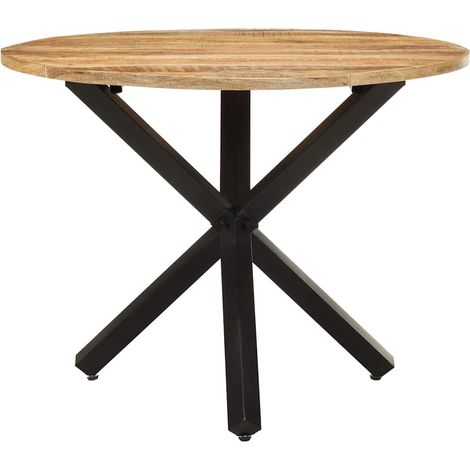 vidaXL Mesa de comedor madera de mango rugosa redonda 100x100x75 cm (1/2)