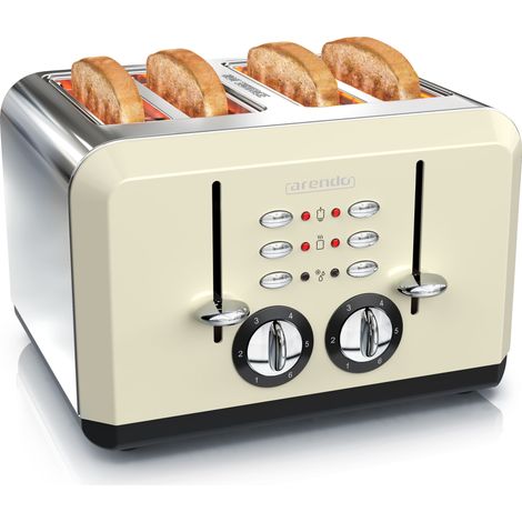 Arendo Toaster für 4 Scheiben, 1630 W, Automatik, Edelstahl, Wärmeisolierendes Doppelwandgehäuse, beige (1/5)