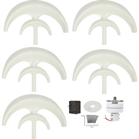 Éolienne 800W 5 pales Générateur AC Moteur Système Solaire Lanterne Double Couche Blanche 48V Kit (1/5)