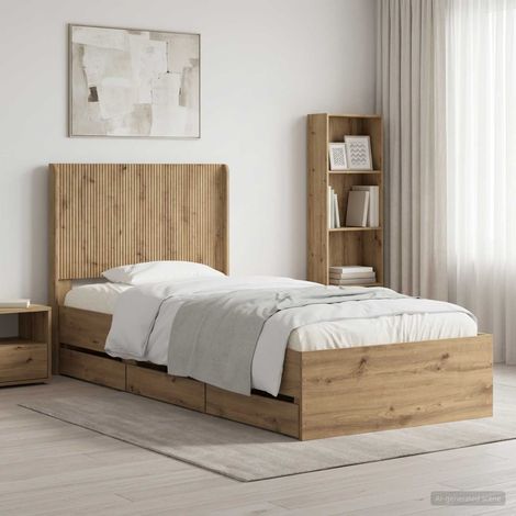 vidaXL Bed Frame with Storage and Headboard Artisan Oak 90 x 200 cm (1/5)