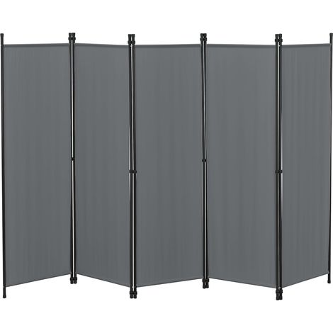 Biombo visual de 5 paneles 171 x 250 cm gris oscuro 030008064 (1/5)