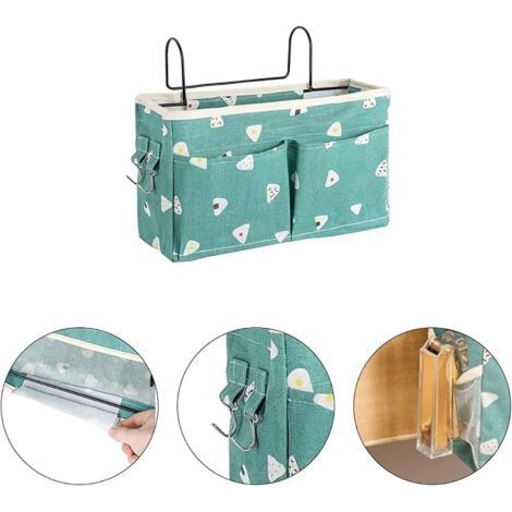 BUNTHAUS 2 Piece Bedside Organiser, Bedside Storage Bag, Multi functional Bedside Bag, Large Bedside Hanging Storage Basket for Magazines, Remote Controls, Mobile Phones (1/4)