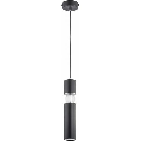 Suspension décorative noire en métal, tube, 1 lumière E27 15 W FOSTER Alfa (1/2)