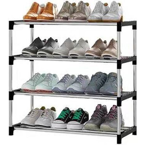 Trade Shop - Schuhregal, platzsparend, Mehrzweckregal, 4 stapelbare Metallböden, 60 x 30 x 55 cm - (1/2)