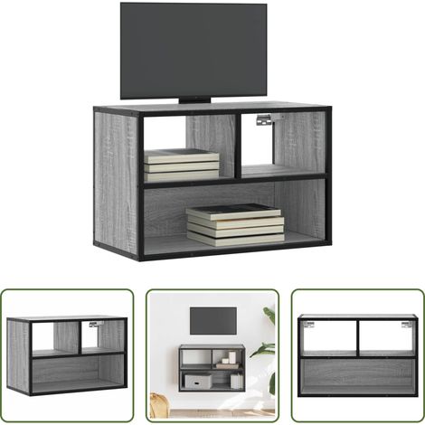 vidaXL Meuble tv industriel - Meuble TV sonoma gris 60x31x39,5 cm bois d'ingénierie et métal (1/5)