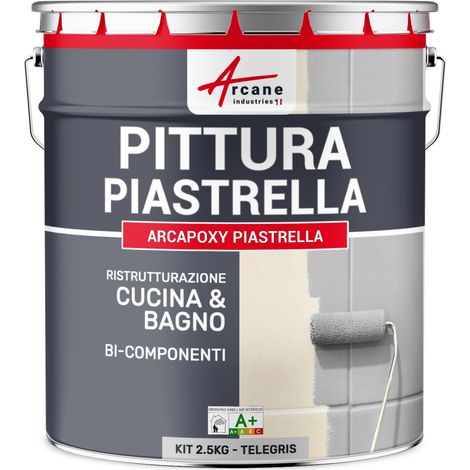 Vernice per piastrelle bagno e cucina -  ARCAPOXY PIASTRELLE - 2,5 kg (fino a 25 m² in 2 strati) Grigio tele 4 - RAL 7047 - ARCANE INDUSTRIES (1/5)