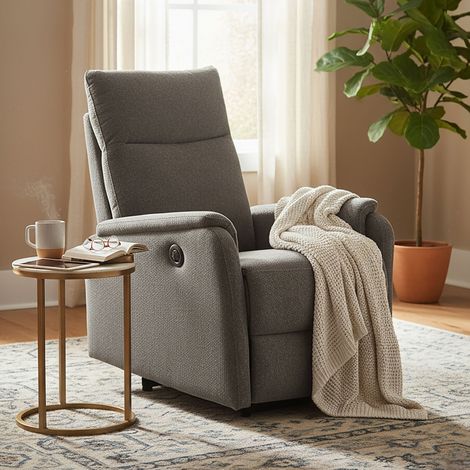 Fauteuil de relaxation électrique 1 moteur en tissu gris (1/5)