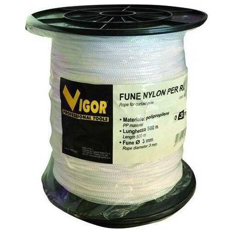 Corde de détente en nylon Vigor blanche 500 m 3 mm (1/2)
