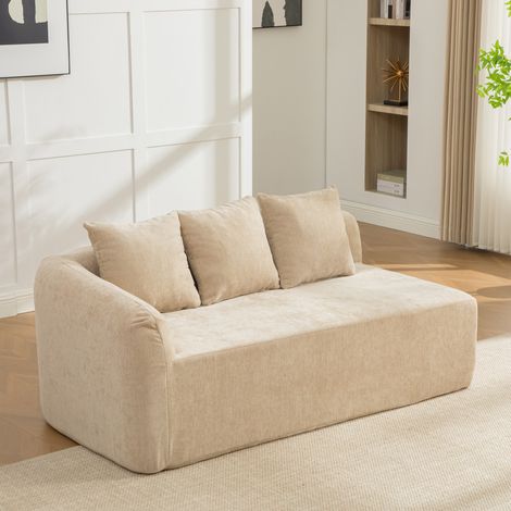 Canapé modulaire en chenille facile à déplacer pour salon kaki clair.(CHI) mousse 30D haute résilience fond antidérapant (1/5)