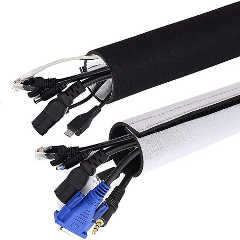 Kabelorganisator, 3 Meter Neoprenkabel zur Aufbewahrung oder zum Verstecken, Kabelschutzhülle für TV- oder Computerkabel (schwarz-weiß) (1/5)
