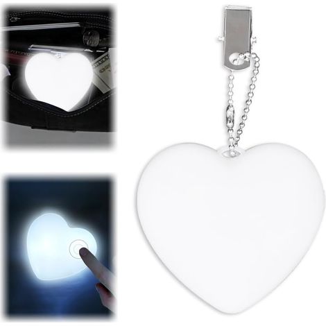 Luce portatile per borse, luce pura, luce per atmosfera a forma di cuore, luce con sensore attivato al tocco, portachiavi a LED, luci per borse, regali di accessori puri per mamme e fidanzate (1/5)