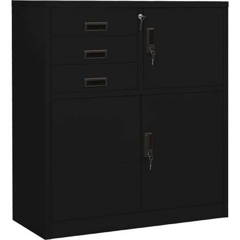 Büroschrank Schwarz 90x40x102 cm Stahl