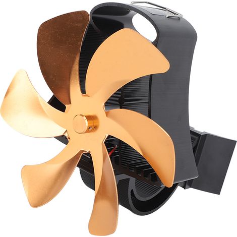 Ventilateur de poêle magnétique à 6 pales, fixation murale, alimenté par la chaleur, pour conduit de cheminée, installation magnétique pour poêles à bois, couleur or (1/5)