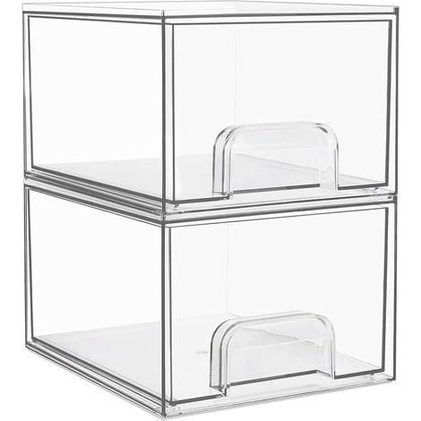 Ensemble de 2 organisateurs de tiroirs - Organisateur de maquillage - Organisateur transparent pour salle de bain, lavabo, chambre (1/5)