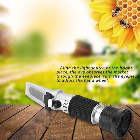 Réfractomètre au Miel Apiculteurs Outils (teneur en Sucre) Compteur de Concentration au Miel idéal pour Le Miel Le sirop d'érable et la mélasse Fournitures pour l'apiculture (1/4)