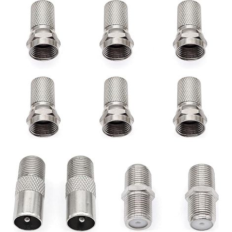 10X connecteurs coupleur, câble coaxial d'antenne RG6 à micro-vis, connecteur antenne type F, adaptateur d'extension coaxial d'antenne TV pour décodeur satellite, câble d'antenne modem (1/5)