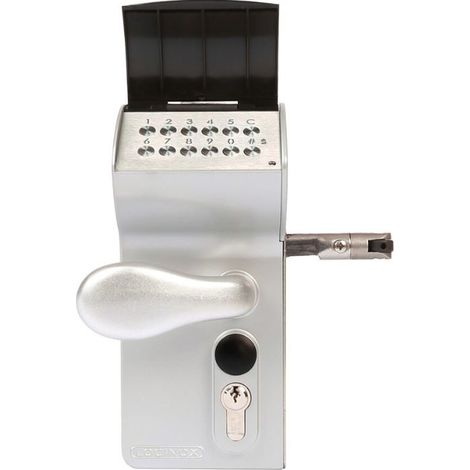 Serrure à code électronique sur batterie VALENTINO - profil carré 40 à60 - Gris Alu - avec poignée 3006C