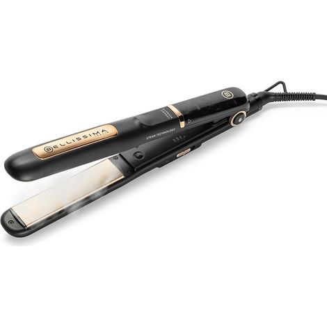 Bellissima Imetec Steam Ceramic e Keratin Piastra per Capelli a Vapore Oro Nero (1/5)