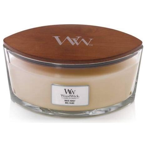 Woodwick Ellipse Miel Blanc Bougie Parfumée Blanc 70h