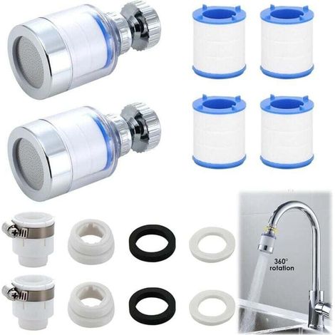 Filtre à eau de robinet 2 pièces, filtre à eau de robinet anti-calcaire, purification avancée de l'eau du robinet, élimine le chlore et les métaux lourds, installation facile et rapide, conception tra (1/4)