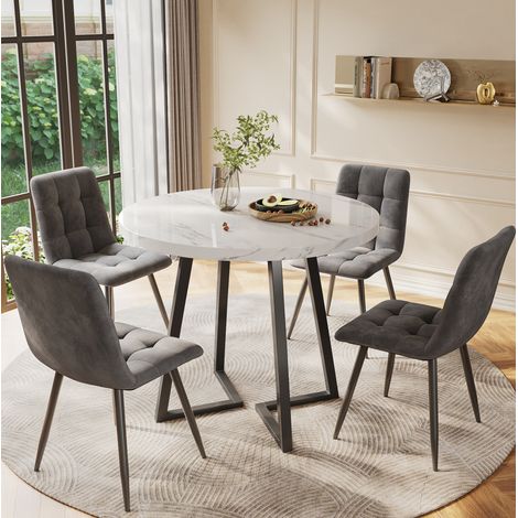 Essgruppe 5-teilig aus MDF und Metall, multicolor, rund 4-Sitzer mit verstellbaren Fuessen (1/5)