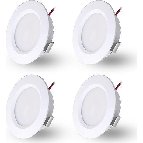 Spot LED Encastrable 230V 3W, LED Spot Etanche Salle de Bain IP44, Spots de plafond Trou Φ55-58mm, Extra Plat 15mm, Spots Encastrés Pour cuisine chambre, Lot de 4 (Blanc,Blanc Froid 6000K) (1/5)
