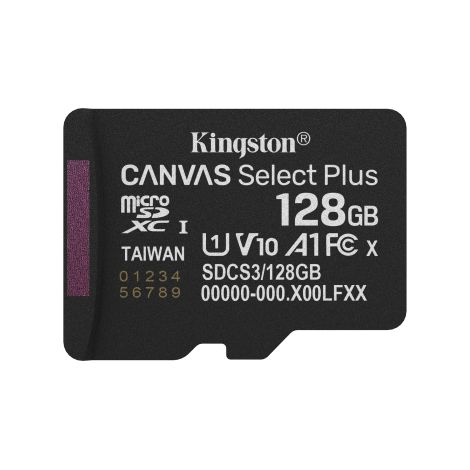 Kingston Technology 128GB micSDXC Canvas Select Plus Gen3 150R A1 (Adaptador de SD no incluido)
