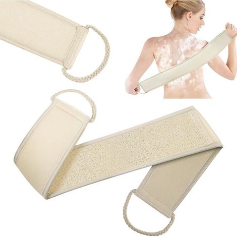 1 pièce Serviette de Bain, Bande Arrière Loofah Exfoliante, Drap de Bain Naturel Luffa pour Corps et Dos
