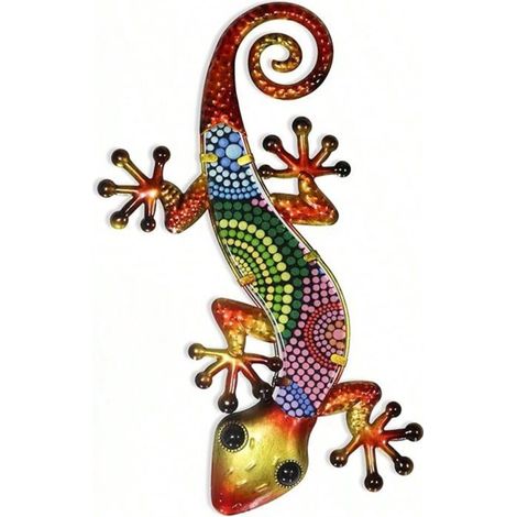 Metal Gecko Wall Decoration, Gecko Decoration For Outdoor, Hanging Glass Sculpture, Decoration, Suitable For Garden Fence, Home (1/3)